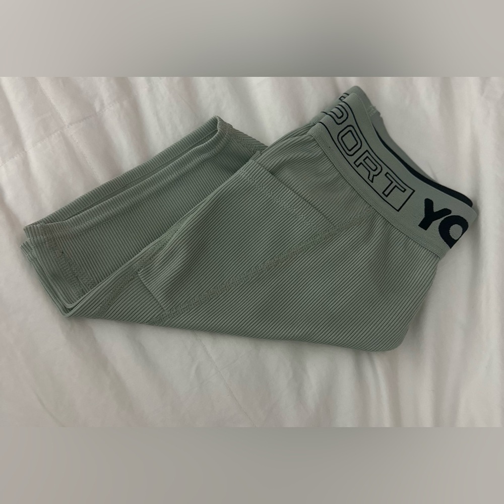 Green Ribbed Leggings